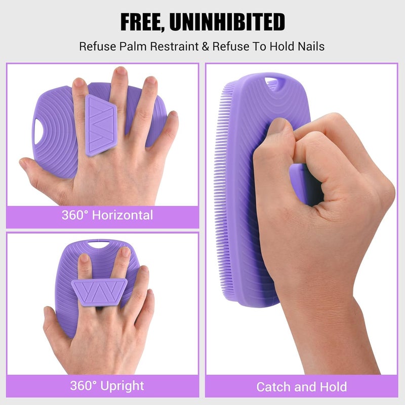 canroom Silicone Body Scrubber - Anti Zinc Infused-Highly Elastic Bristles Exfoliating Body Scrubber for Shower Body,Cellulite Reduction,Blood Circulation - Purple - Image 4